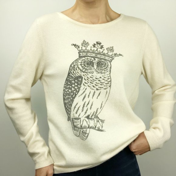Stella Neptune Sweaters - Stella Neptune Ivory Crown Owl Cashmere Sweater VG